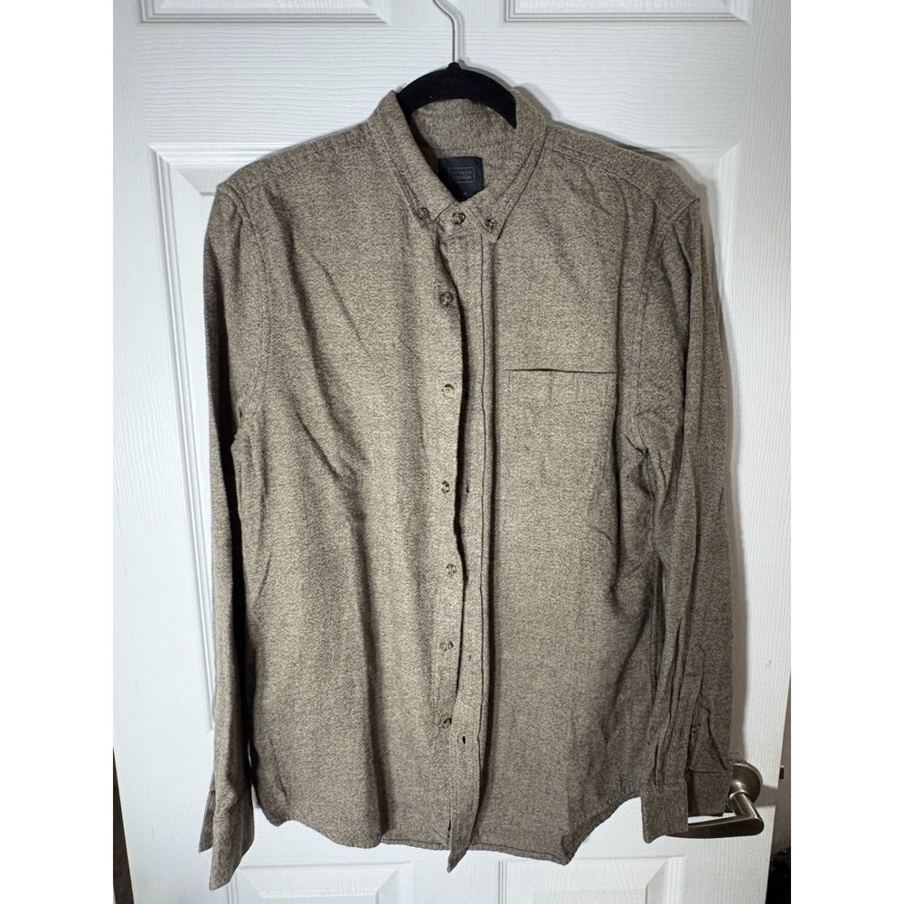 14th And Union Shirt Men's  M Gray Brushed Cotton Button Down Long Sleeve Trim F